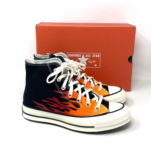 Converse Chuck 70 All Star High Top Flames Black Women's Canvas Sneakers 165024C - Picture 3 of 10